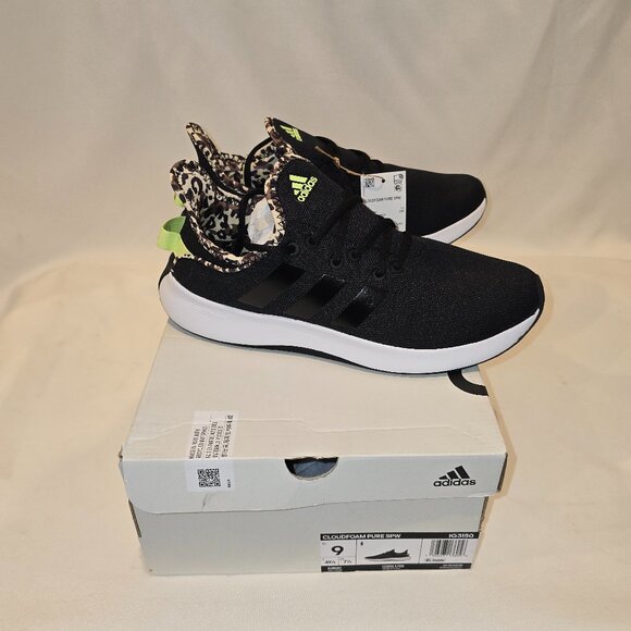 Adidas Cloudfoam Pure SPW Women's Size 9, Black w/Leopard New in box - Picture 1 of 9